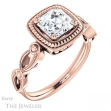 14k Rose Gold Asscher Cut Forever One Engagement Ring Setting #GTJ1015-asscher-fo-r 4 14k Rose Gold Asscher Cut Forever One Engagement Ring Setting #GTJ1015-asscher-fo-r