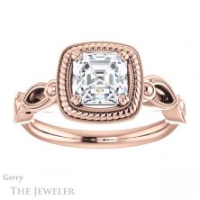 14k Rose Gold Asscher Cut Forever One Engagement Ring Setting #GTJ1015-asscher-fo-r 1 14k Rose Gold Asscher Cut Forever One Engagement Ring Setting #GTJ1015-asscher-fo-r