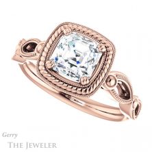 14k Rose Gold Asscher Cut Forever One Engagement Ring Setting #GTJ1015-asscher-fo-r 5 14k Rose Gold Asscher Cut Forever One Engagement Ring Setting #GTJ1015-asscher-fo-r