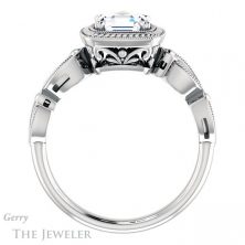 14k White Gold Asscher Cut Forever One Engagement Ring Setting #GTJ1015-asscher-fo-w 2 14k White Gold Asscher Cut Forever One Engagement Ring Setting #GTJ1015-asscher-fo-w