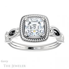 14k White Gold Asscher Cut Forever One Engagement Ring Setting #GTJ1015-asscher-fo-w 1 14k White Gold Asscher Cut Forever One Engagement Ring Setting #GTJ1015-asscher-fo-w