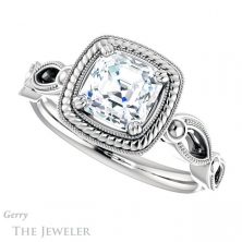 14k White Gold Asscher Cut Forever One Engagement Ring Setting #GTJ1015-asscher-fo-w 5 14k White Gold Asscher Cut Forever One Engagement Ring Setting #GTJ1015-asscher-fo-w
