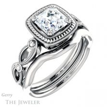 14k White Gold Asscher Cut Forever One Engagement Ring Setting #GTJ1015-asscher-fo-w 6 14k White Gold Asscher Cut Forever One Engagement Ring Setting #GTJ1015-asscher-fo-w