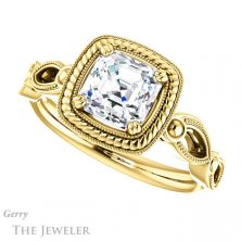 14k Yellow Gold Asscher Cut Forever One Engagement Ring Setting #GTJ1015-asscher-fo-y 5 14k Yellow Gold Asscher Cut Forever One Engagement Ring Setting #GTJ1015-asscher-fo-y