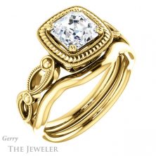 14k Yellow Gold Asscher Cut Forever One Engagement Ring Setting #GTJ1015-asscher-fo-y 6 14k Yellow Gold Asscher Cut Forever One Engagement Ring Setting #GTJ1015-asscher-fo-y