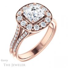 14k Rose Gold Asscher Cut Forever One Engagement Ring Setting #GTJ1016-asscher-fo-r