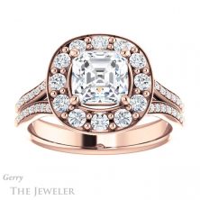 14k Rose Gold Asscher Cut Forever One Engagement Ring Setting #GTJ1016-asscher-fo-r