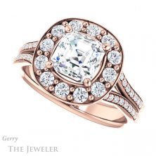14k Rose Gold Asscher Cut Forever One Engagement Ring Setting #GTJ1016-asscher-fo-r