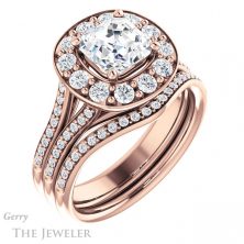 14k Rose Gold Asscher Cut Forever One Engagement Ring Setting #GTJ1016-asscher-fo-r