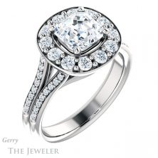 14k White Gold Asscher Cut Forever One Engagement Ring Setting #GTJ1016-asscher-fo-w 4 14k White Gold Asscher Cut Forever One Engagement Ring Setting #GTJ1016-asscher-fo-w