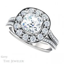 14k White Gold Asscher Cut Forever One Engagement Ring Setting #GTJ1016-asscher-fo-w 5 14k White Gold Asscher Cut Forever One Engagement Ring Setting #GTJ1016-asscher-fo-w