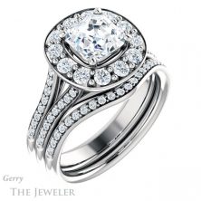 14k White Gold Asscher Cut Forever One Engagement Ring Setting #GTJ1016-asscher-fo-w 6 14k White Gold Asscher Cut Forever One Engagement Ring Setting #GTJ1016-asscher-fo-w