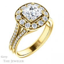14k Yellow Gold Asscher Cut Forever One Engagement Ring Setting #GTJ1016-asscher-fo-y 4 14k Yellow Gold Asscher Cut Forever One Engagement Ring Setting #GTJ1016-asscher-fo-y