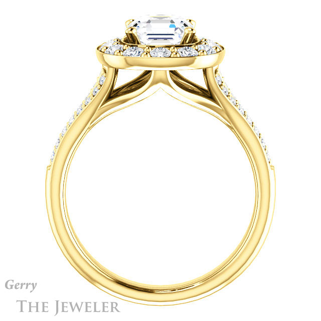 14k Yellow Gold Asscher Cut Forever One Engagement Ring Setting #GTJ1016-asscher-fo-y