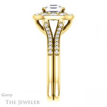 14k Yellow Gold Asscher Cut Forever One Engagement Ring Setting #GTJ1016-asscher-fo-y 3 14k Yellow Gold Asscher Cut Forever One Engagement Ring Setting #GTJ1016-asscher-fo-y