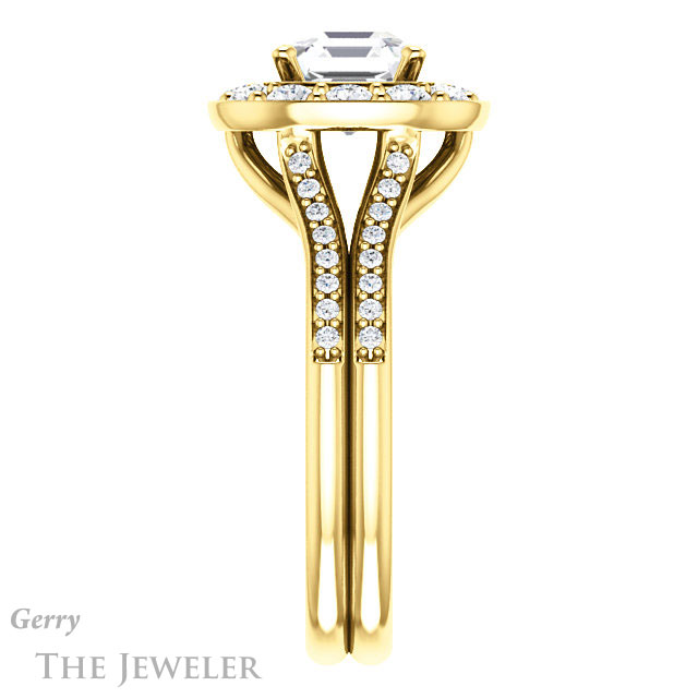 14k Yellow Gold Asscher Cut Forever One Engagement Ring Setting #GTJ1016-asscher-fo-y 3 14k Yellow Gold Asscher Cut Forever One Engagement Ring Setting #GTJ1016-asscher-fo-y
