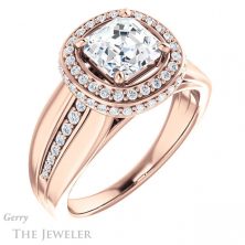 14k Rose Gold Asscher Cut Forever One Engagement Ring Setting #GTJ1017-asscher-fo-r