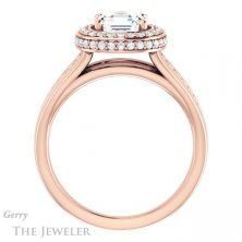 14k Rose Gold Asscher Cut Forever One Engagement Ring Setting #GTJ1017-asscher-fo-r