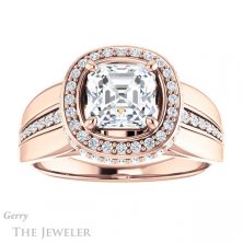 14k Rose Gold Asscher Cut Forever One Engagement Ring Setting #GTJ1017-asscher-fo-r
