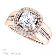 14k Rose Gold Asscher Cut Forever One Engagement Ring Setting #GTJ1017-asscher-fo-r