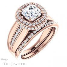 14k Rose Gold Asscher Cut Forever One Engagement Ring Setting #GTJ1017-asscher-fo-r