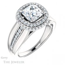 14k White Gold Asscher Cut Forever One Engagement Ring Setting #GTJ1017-asscher-fo-w 4 14k White Gold Asscher Cut Forever One Engagement Ring Setting #GTJ1017-asscher-fo-w