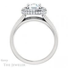 14k White Gold Asscher Cut Forever One Engagement Ring Setting #GTJ1017-asscher-fo-w 2 14k White Gold Asscher Cut Forever One Engagement Ring Setting #GTJ1017-asscher-fo-w