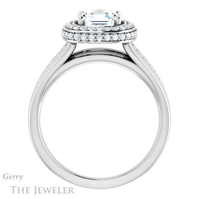 14k White Gold Asscher Cut Forever One Engagement Ring Setting #GTJ1017-asscher-fo-w 2 14k White Gold Asscher Cut Forever One Engagement Ring Setting #GTJ1017-asscher-fo-w