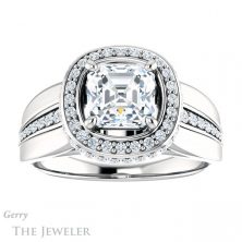 14k White Gold Asscher Cut Forever One Engagement Ring Setting #GTJ1017-asscher-fo-w 1 14k White Gold Asscher Cut Forever One Engagement Ring Setting #GTJ1017-asscher-fo-w