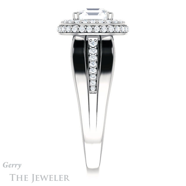 14k White Gold Asscher Cut Forever One Engagement Ring Setting #GTJ1017-asscher-fo-w 3 14k White Gold Asscher Cut Forever One Engagement Ring Setting #GTJ1017-asscher-fo-w