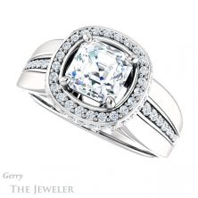 14k White Gold Asscher Cut Forever One Engagement Ring Setting #GTJ1017-asscher-fo-w 5 14k White Gold Asscher Cut Forever One Engagement Ring Setting #GTJ1017-asscher-fo-w