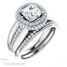 14k White Gold Asscher Cut Forever One Engagement Ring Setting #GTJ1017-asscher-fo-w 6 14k White Gold Asscher Cut Forever One Engagement Ring Setting #GTJ1017-asscher-fo-w