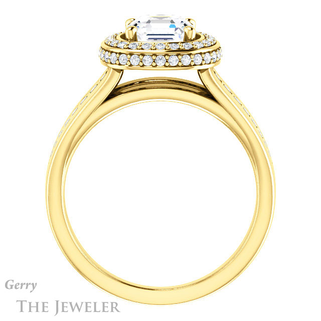 14k Yellow Gold Asscher Cut Forever One Engagement Ring Setting #GTJ1017-asscher-fo-y