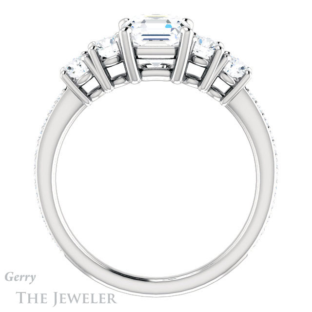 Asscher Cut Forever One Engagement Ring Setting #GTJ1019-asscher-fo-w | Gerry The Jeweler 14k White Gold Asscher Cut Forever One Engagement Ring Setting #GTJ1019-asscher-fo-w