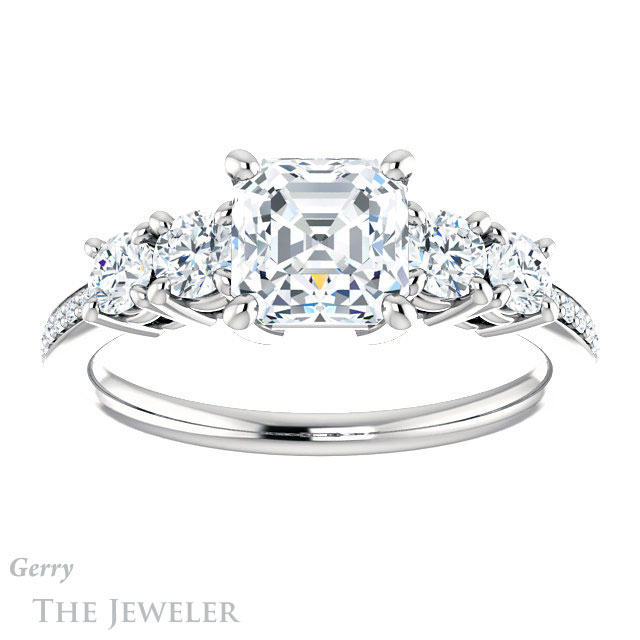Asscher Cut Forever One Engagement Ring Setting #GTJ1019-asscher-fo-w | Gerry The Jeweler 14k White Gold Asscher Cut Forever One Engagement Ring Setting #GTJ1019-asscher-fo-w