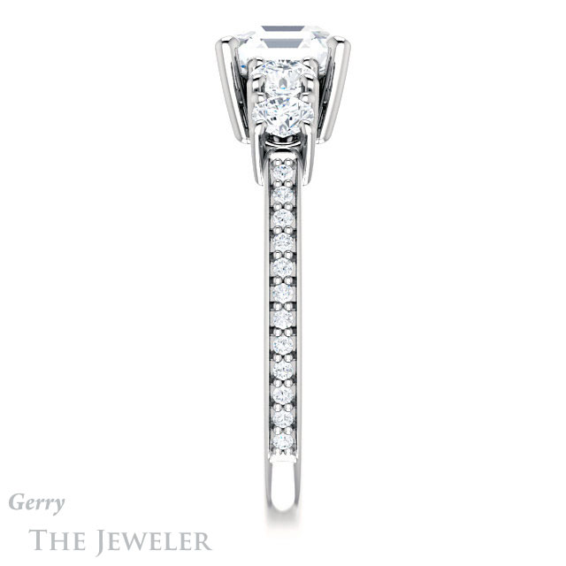 Asscher Cut Forever One Engagement Ring Setting #GTJ1019-asscher-fo-w | Gerry The Jeweler 14k White Gold Asscher Cut Forever One Engagement Ring Setting #GTJ1019-asscher-fo-w