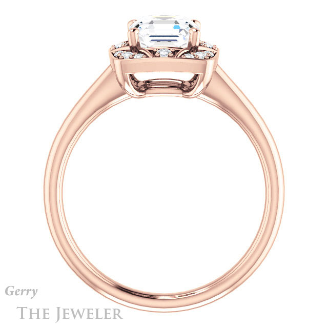 14k Rose Gold Asscher Cut Forever One Engagement Ring Setting #GTJ1020-asscher-fo-r