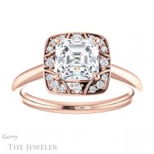 14k Rose Gold Asscher Cut Forever One Engagement Ring Setting #GTJ1020-asscher-fo-r 1 14k Rose Gold Asscher Cut Forever One Engagement Ring Setting #GTJ1020-asscher-fo-r