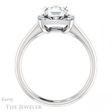 14k White Gold Asscher Cut Forever One Engagement Ring Setting #GTJ1020-asscher-fo-w 2 14k White Gold Asscher Cut Forever One Engagement Ring Setting #GTJ1020-asscher-fo-w