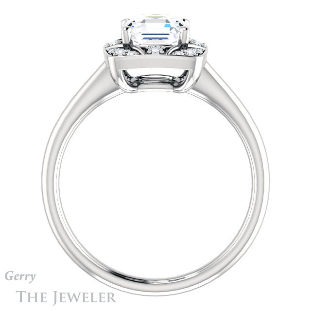 14k White Gold Asscher Cut Forever One Engagement Ring Setting #GTJ1020-asscher-fo-w