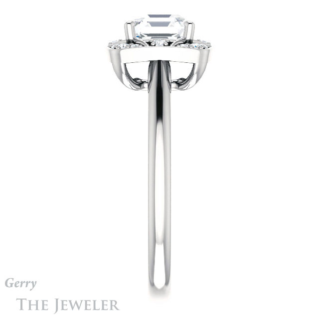 14k White Gold Asscher Cut Forever One Engagement Ring Setting #GTJ1020-asscher-fo-w 3 14k White Gold Asscher Cut Forever One Engagement Ring Setting #GTJ1020-asscher-fo-w