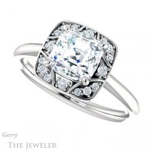 14k White Gold Asscher Cut Forever One Engagement Ring Setting #GTJ1020-asscher-fo-w 5 14k White Gold Asscher Cut Forever One Engagement Ring Setting #GTJ1020-asscher-fo-w