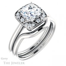 14k White Gold Asscher Cut Forever One Engagement Ring Setting #GTJ1020-asscher-fo-w 6 14k White Gold Asscher Cut Forever One Engagement Ring Setting #GTJ1020-asscher-fo-w