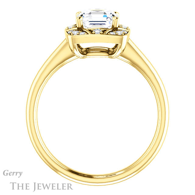 14k Yellow Gold Asscher Cut Forever One Engagement Ring Setting #GTJ1020-asscher-fo-y