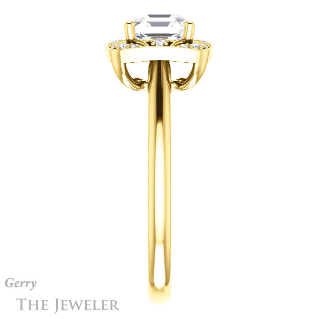 14k Yellow Gold Asscher Cut Forever One Engagement Ring Setting #GTJ1020-asscher-fo-y 3 14k Yellow Gold Asscher Cut Forever One Engagement Ring Setting #GTJ1020-asscher-fo-y