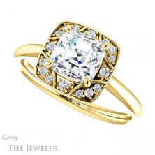 14k Yellow Gold Asscher Cut Forever One Engagement Ring Setting #GTJ1020-asscher-fo-y 5 14k Yellow Gold Asscher Cut Forever One Engagement Ring Setting #GTJ1020-asscher-fo-y