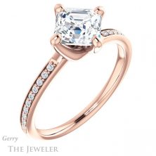 14k Rose Gold Asscher Cut Forever One Engagement Ring Setting #GTJ1022-asscher-fo-r