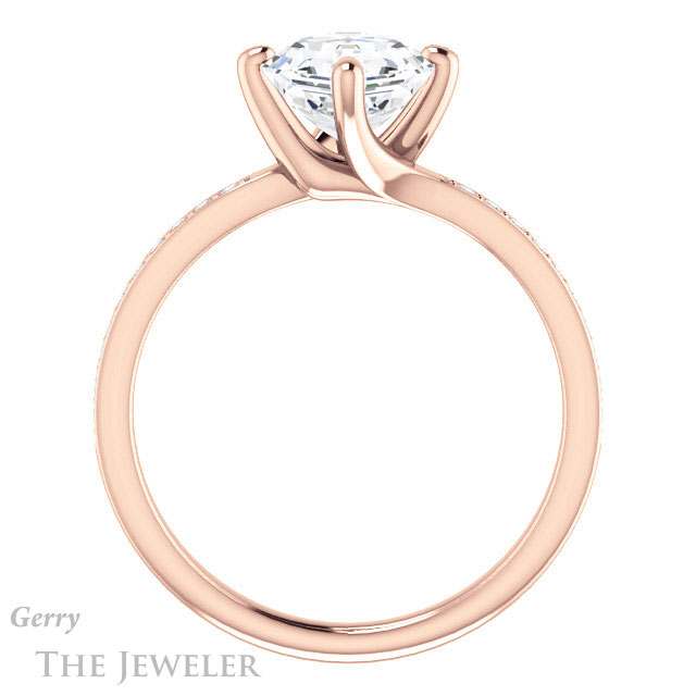 14k Rose Gold Asscher Cut Forever One Engagement Ring Setting #GTJ1022-asscher-fo-r