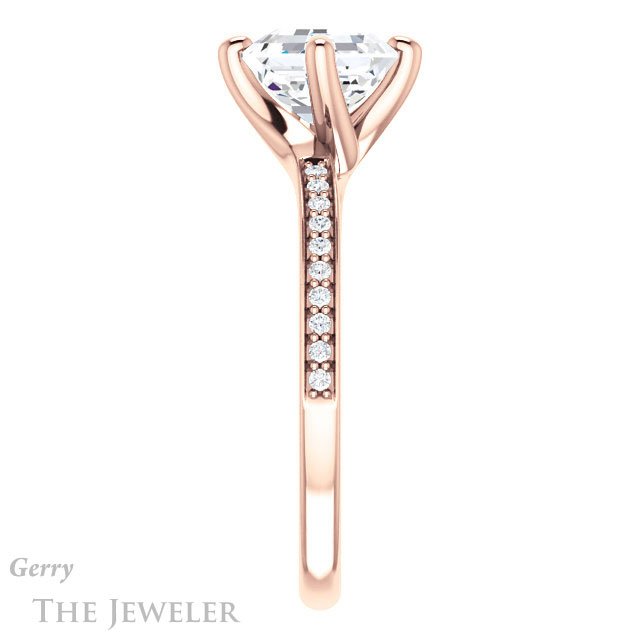 14k Rose Gold Asscher Cut Forever One Engagement Ring Setting #GTJ1022-asscher-fo-r
