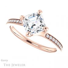 14k Rose Gold Asscher Cut Forever One Engagement Ring Setting #GTJ1022-asscher-fo-r